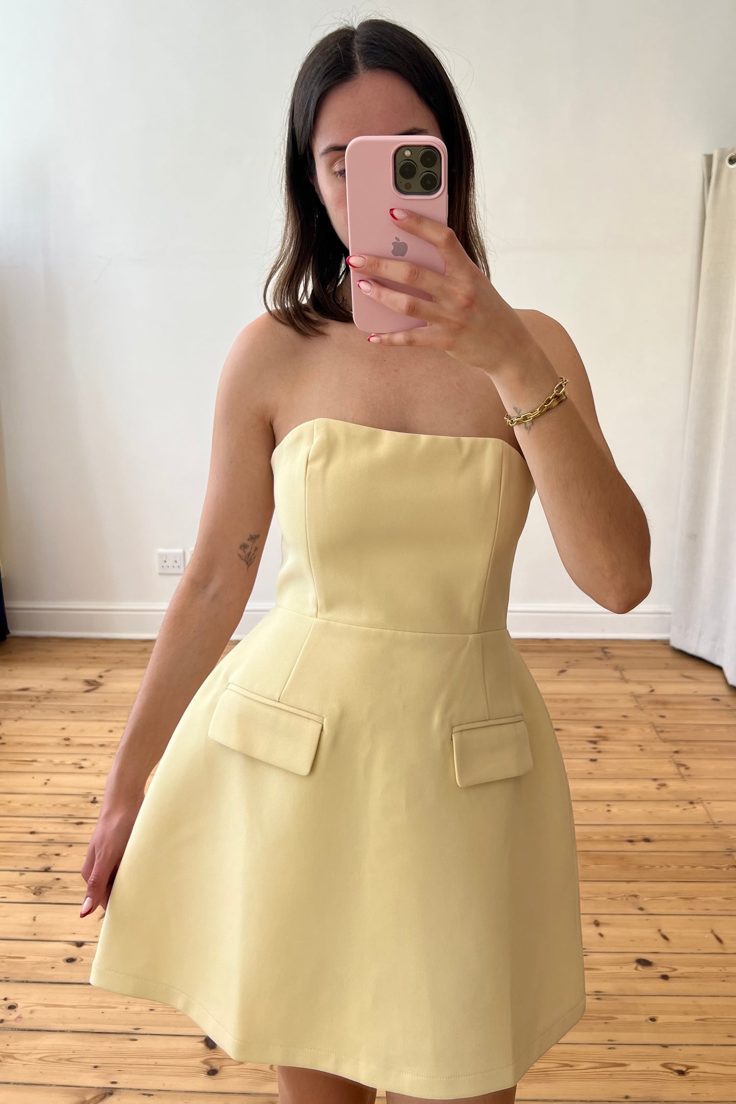 The Ultimate Muse Strapless Dress in Lemon
