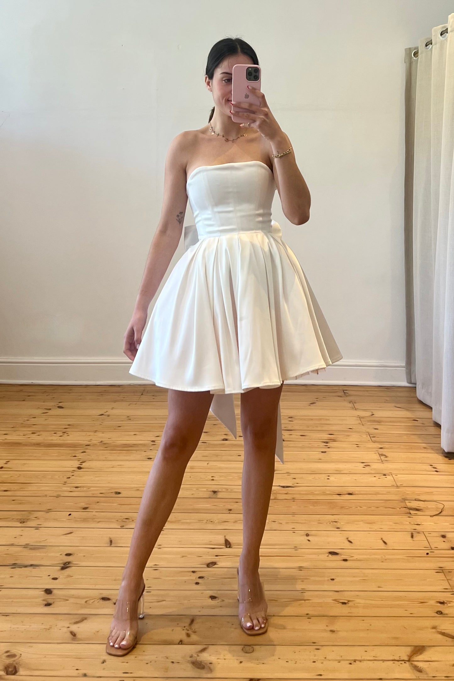 The Nevina Mini Dress in Ivory