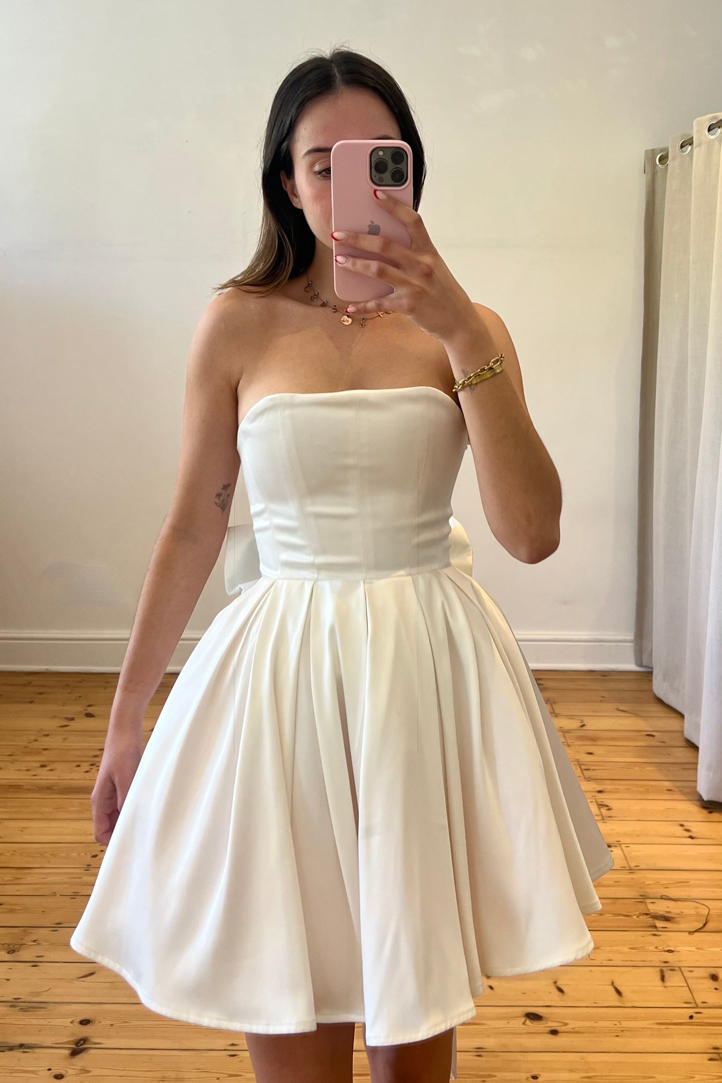 The Nevina Mini Dress in Ivory