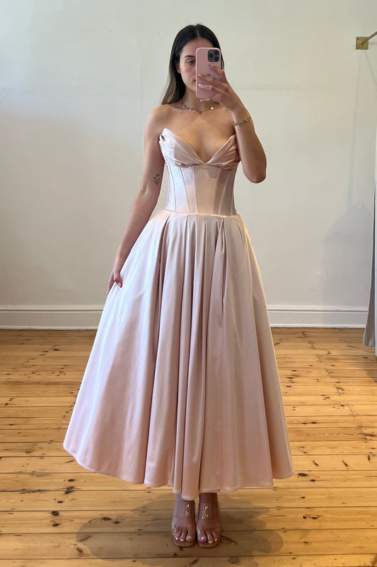 The Odette Midi Dress in Ballet Slipper