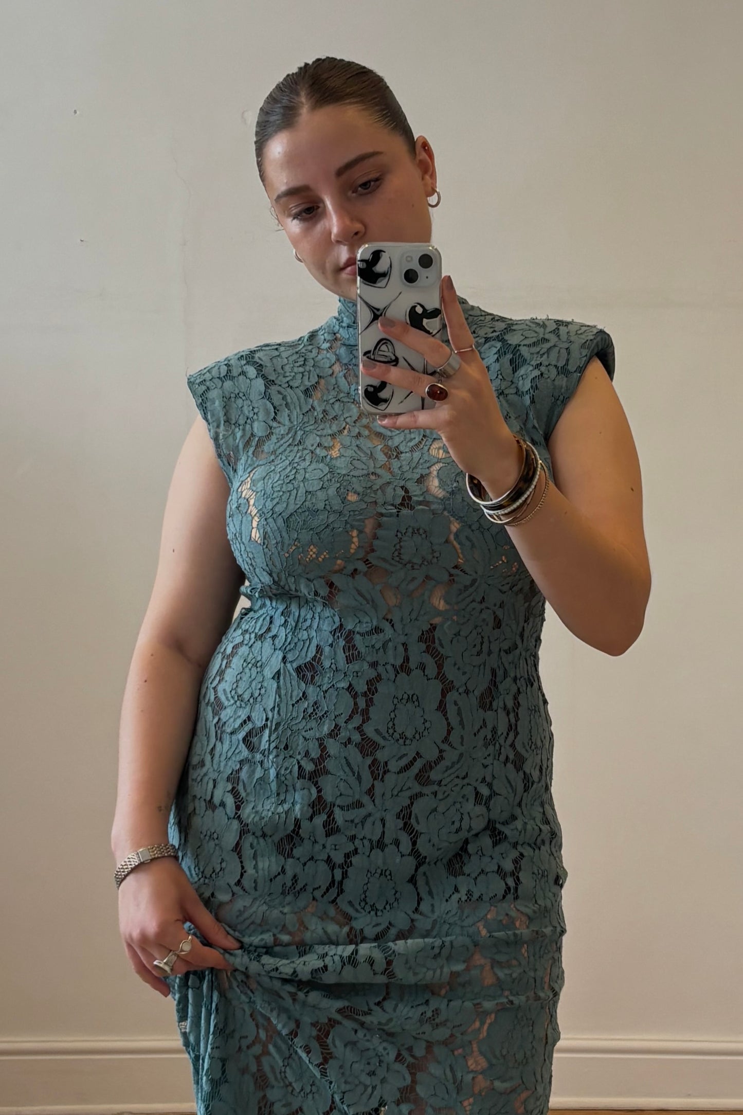 The Blue Lace Open Back Dress