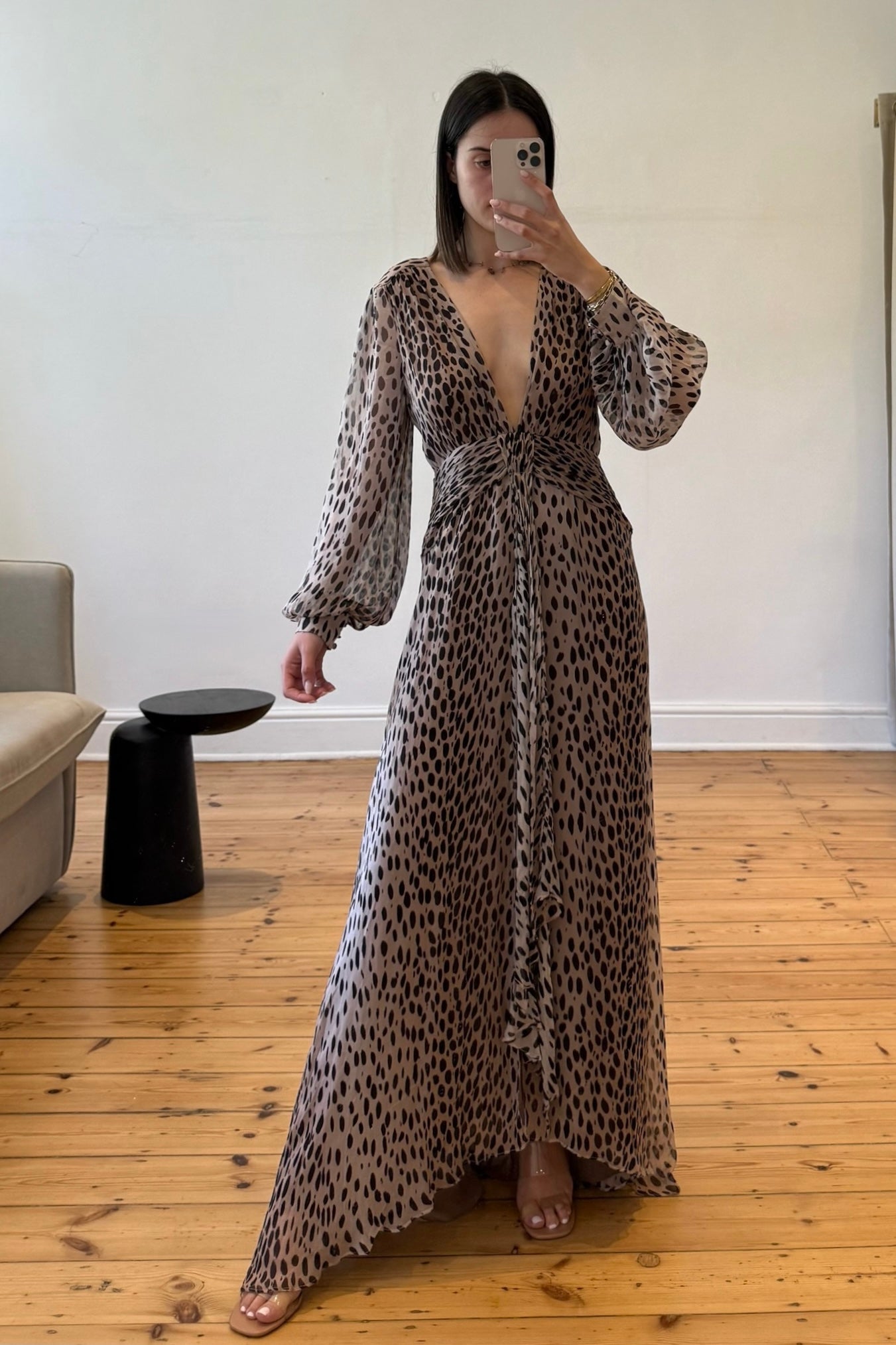 The Meera Dress in Antelope Spot Black