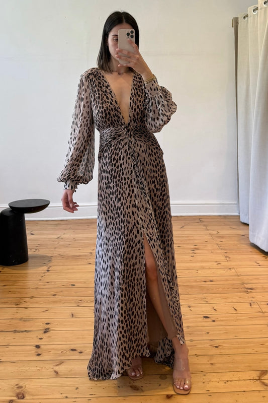 The Meera Dress in Antelope Spot Black