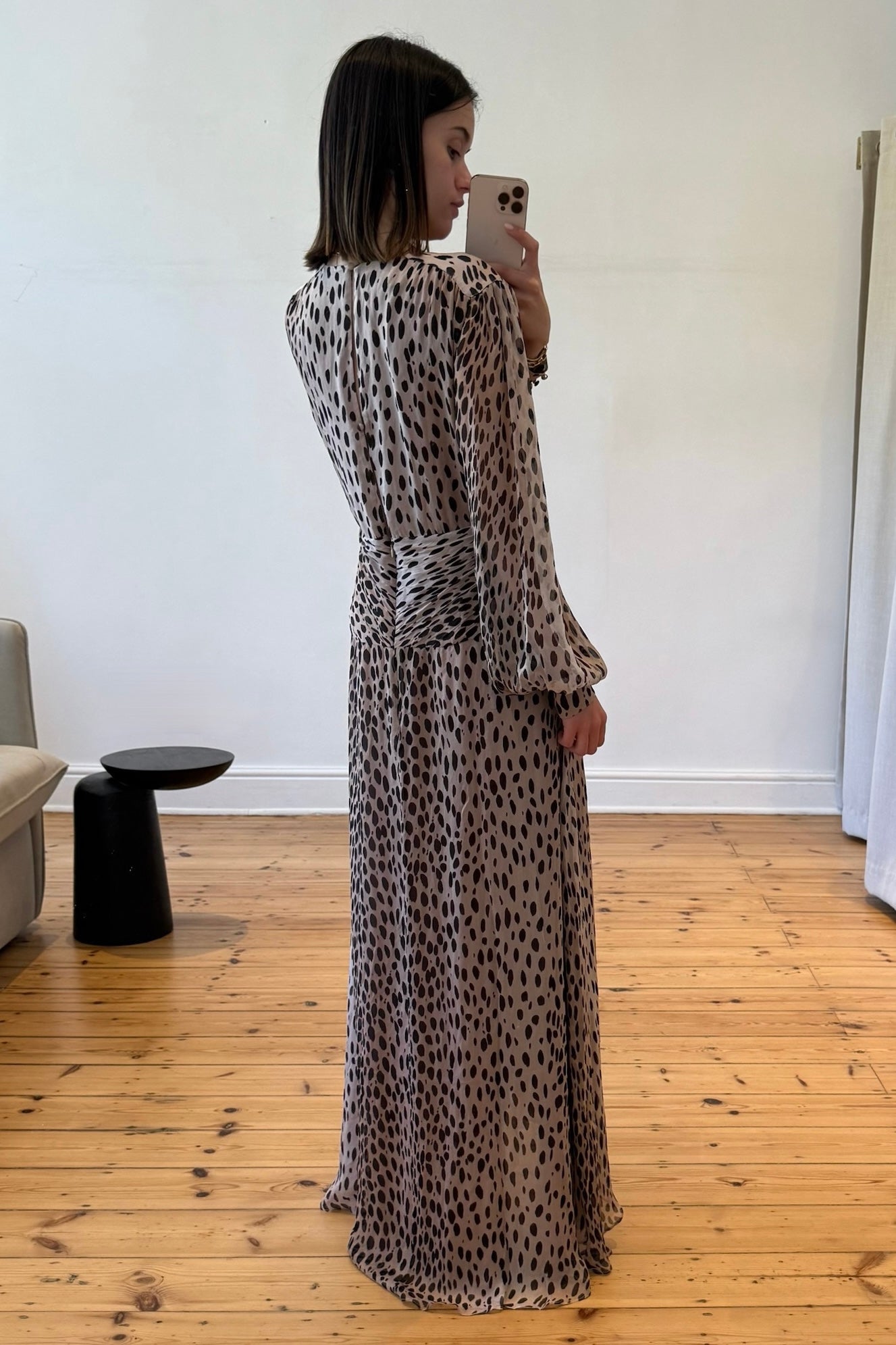 The Meera Dress in Antelope Spot Black