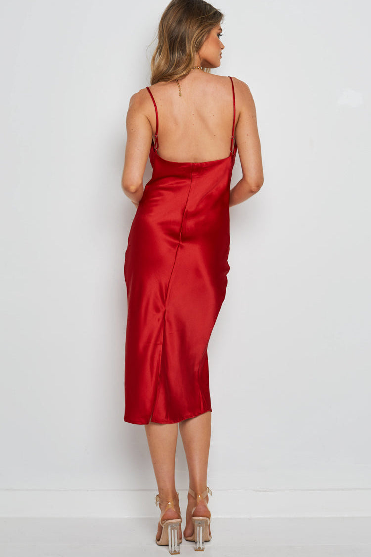 Kamaria Red Midi Slip Dress - Resale