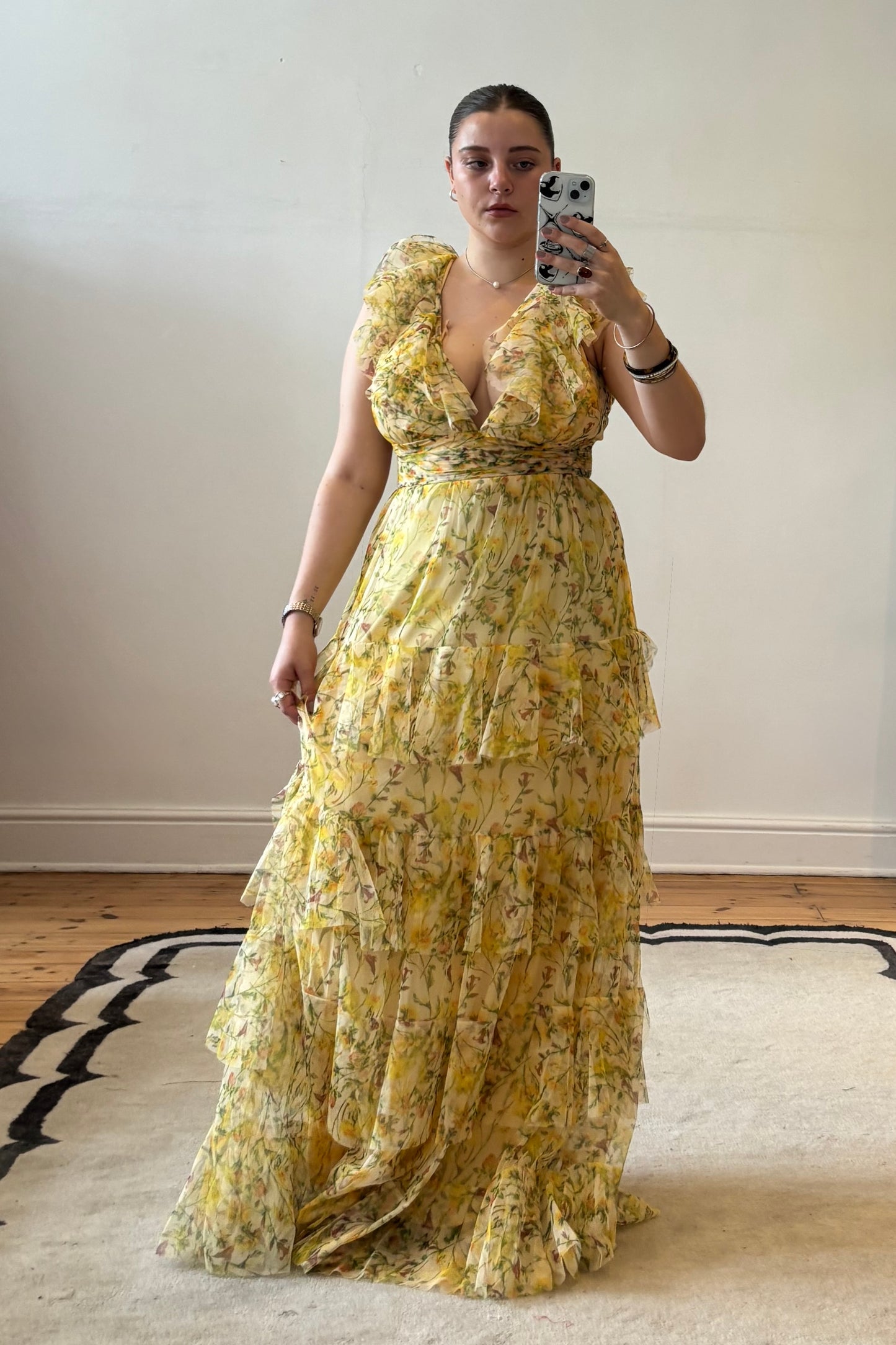 Olympia Maxi Dress in Yellow Floral