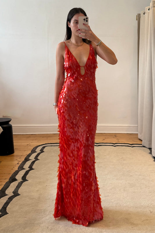 The Sapphire Sequin Gown in Red Sequin