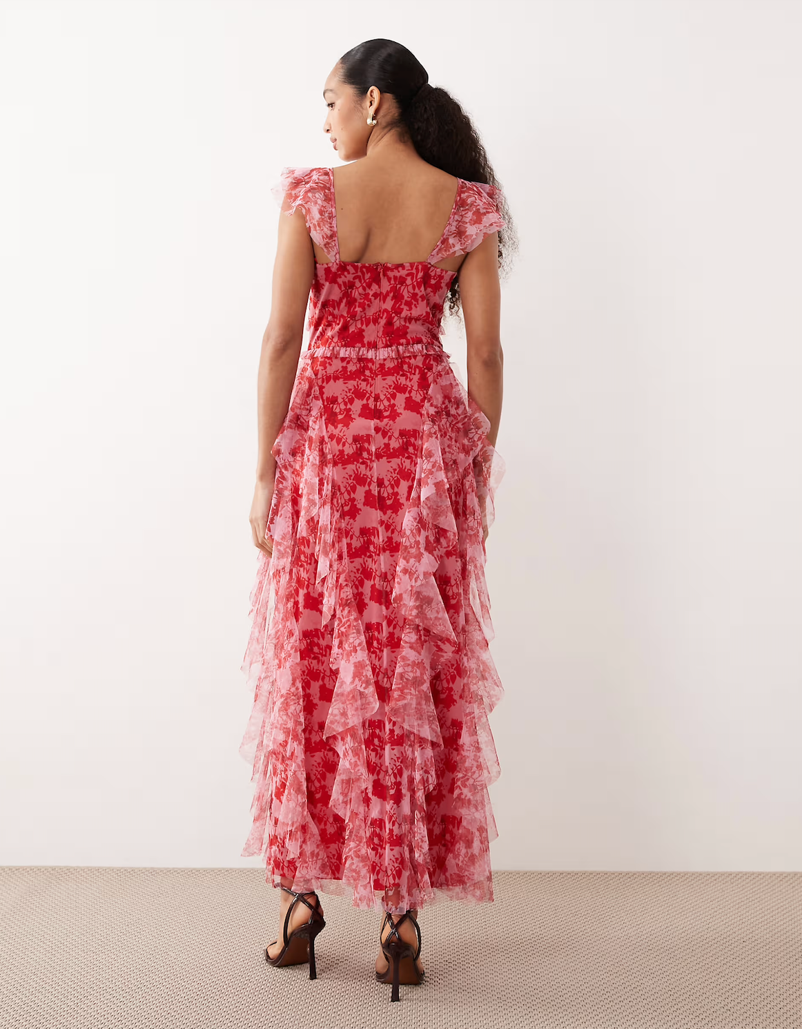 Malin Maxi Dress in Red & Pink Floral