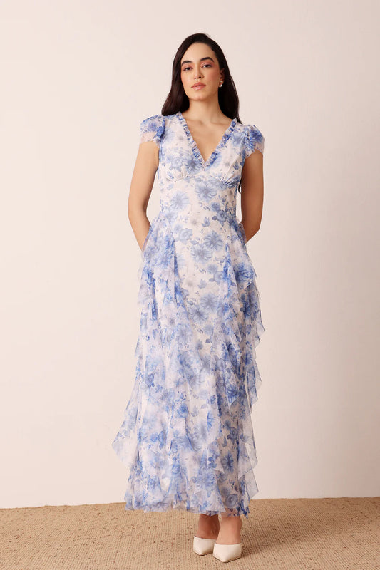 Melody Maxi Dress in Blue Floral