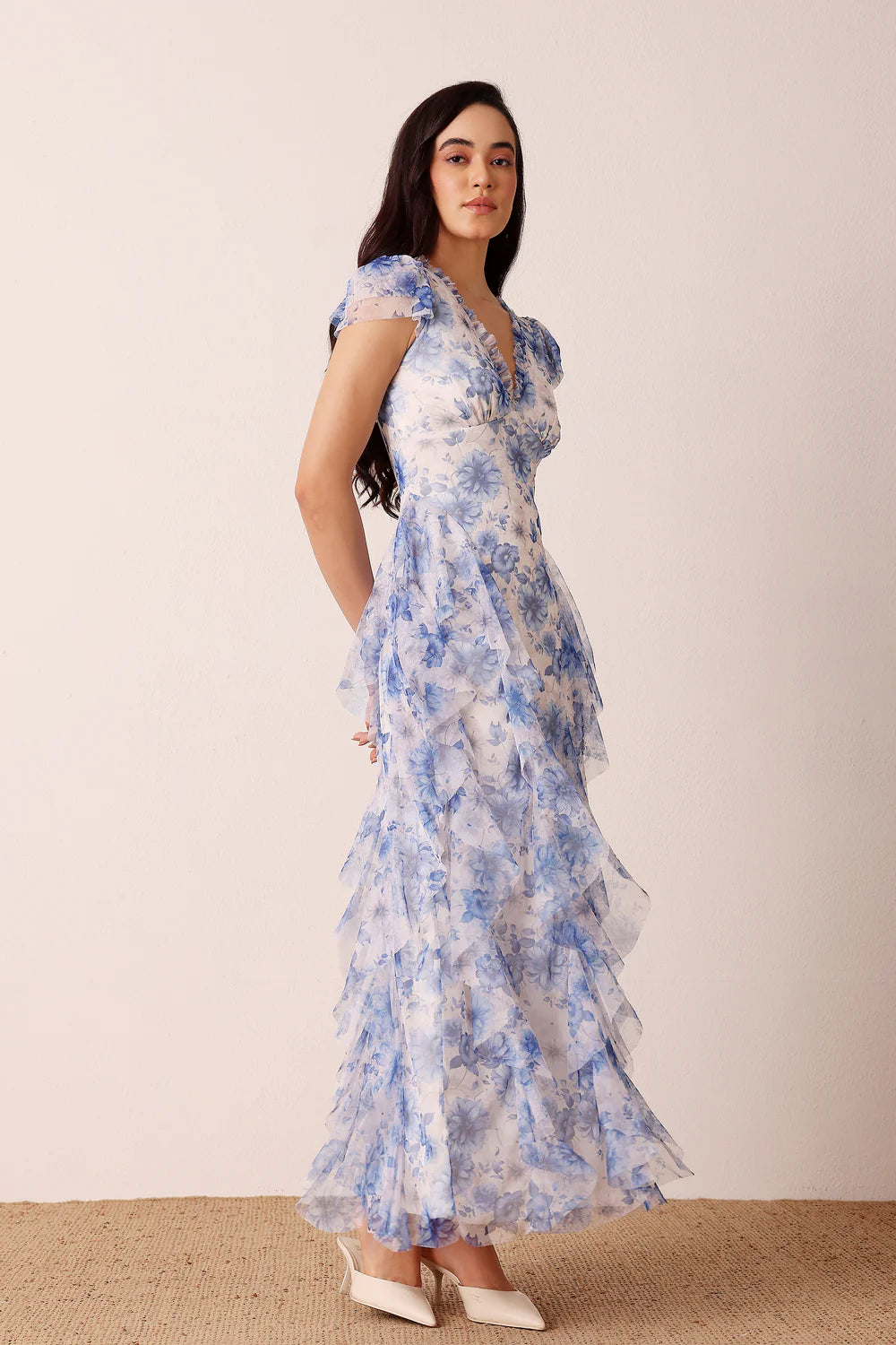 Melody Maxi Dress in Blue Floral