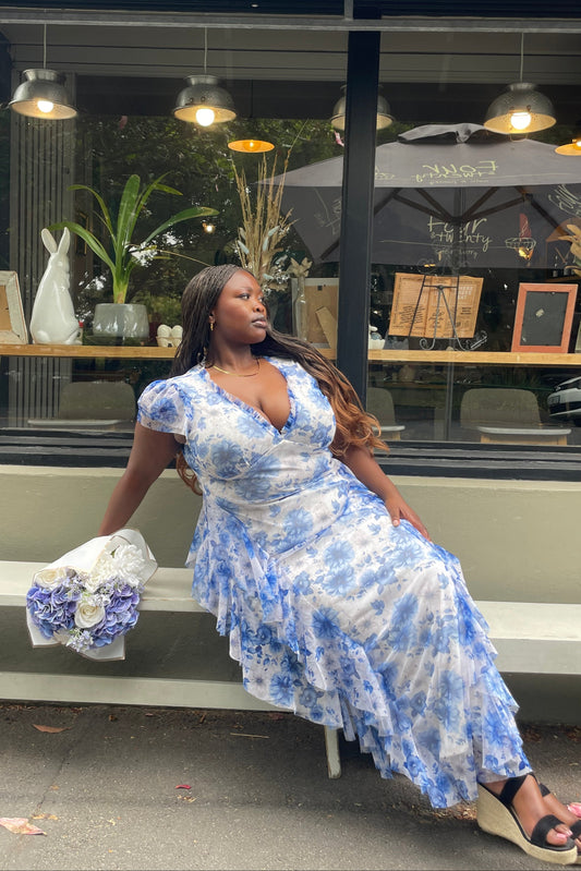Melody Maxi Dress in Blue Floral