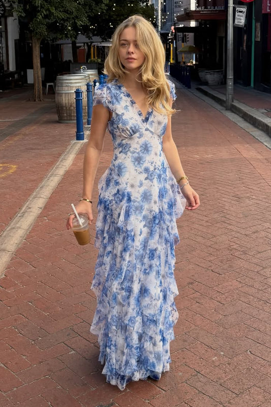 Melody Maxi Dress in Blue Floral
