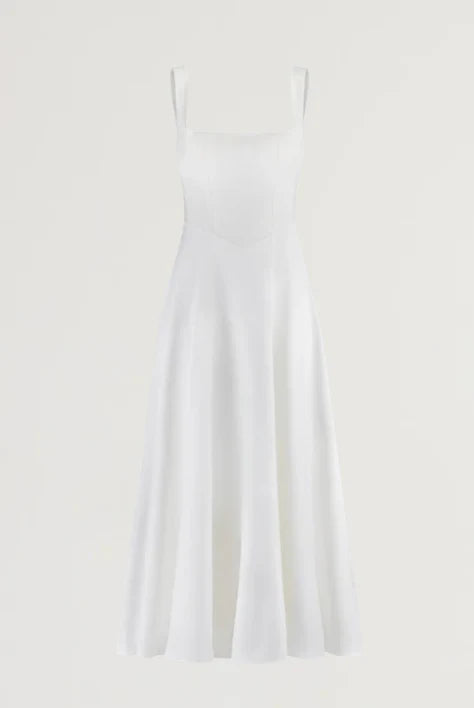 Odd Muse Square Neck Midi Dress detail — ivory fabrication and structured neckline, preloved condition 9/10