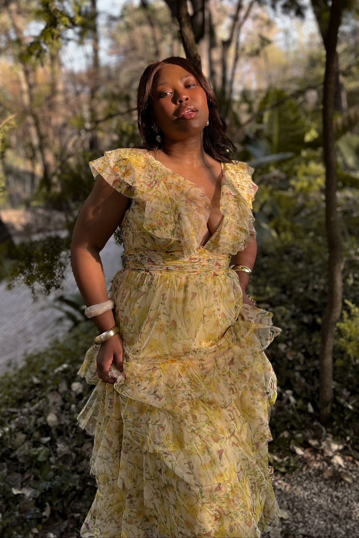 Olympia Maxi Dress in Yellow Floral