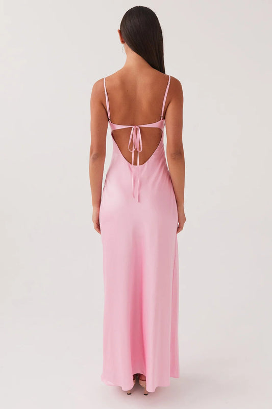 The Pretty In Pink Satin Maxi