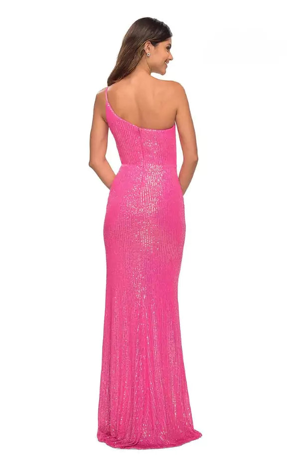 Pink Sequin One Shoulder Maxi Dress  - Resale