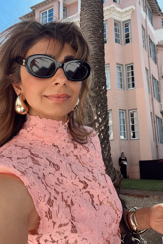 Pink Lace Open Back Dress