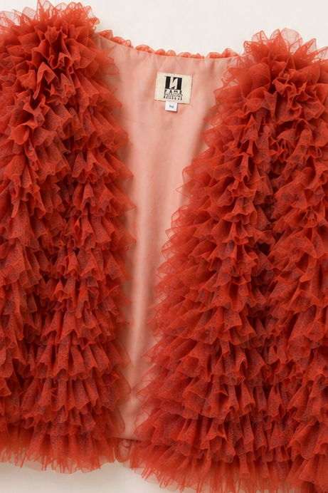 The Ruffle Statement Jacket in Rust