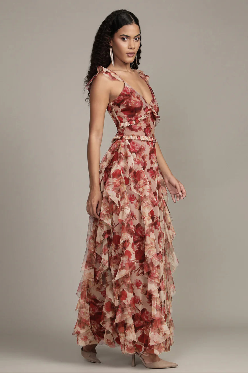 Malin Maxi Dress in Rose Floral