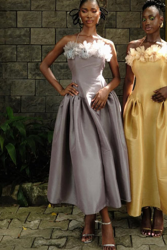 The Fuchsia midi Dress - Grey