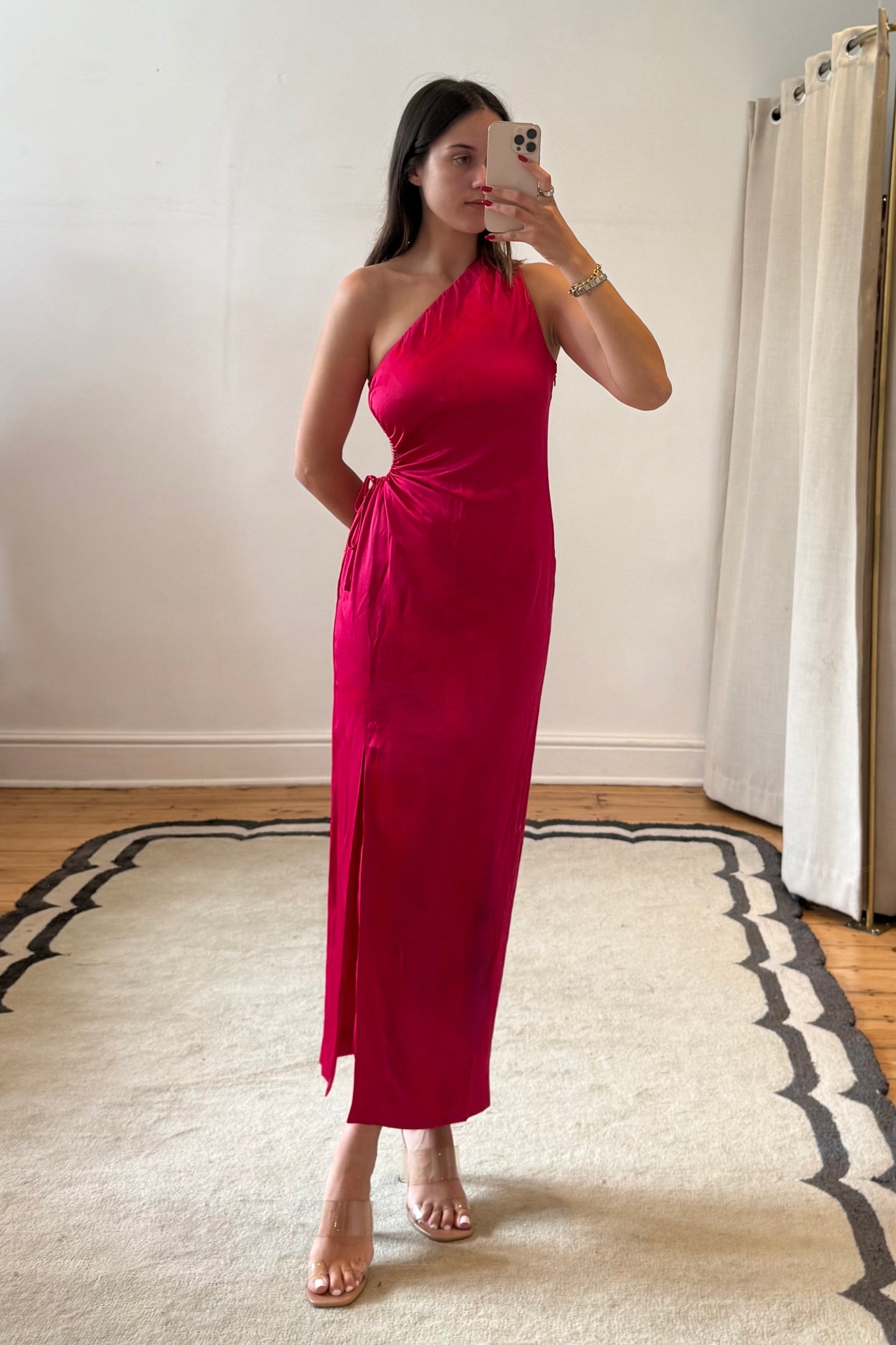 Rosabella Satin Cut-Out Midi Dress