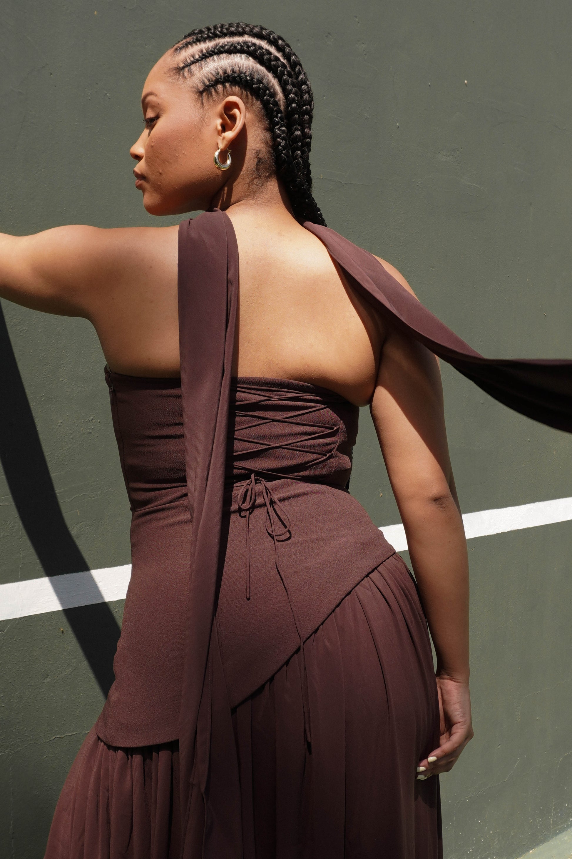 pleated long sleeve dress Blue Pleated High Neck Raglan Long Sleeve Side Slit Gown