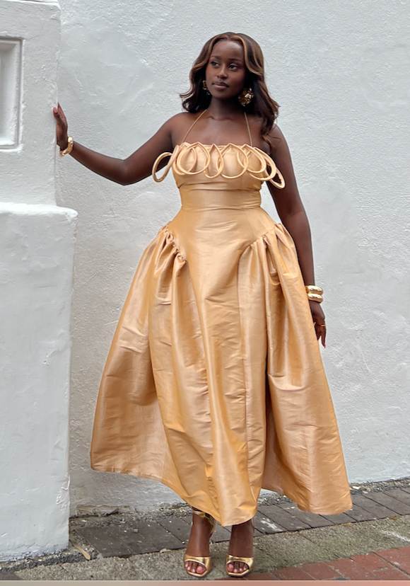 Meraki Midi Dress - Champagne Gold