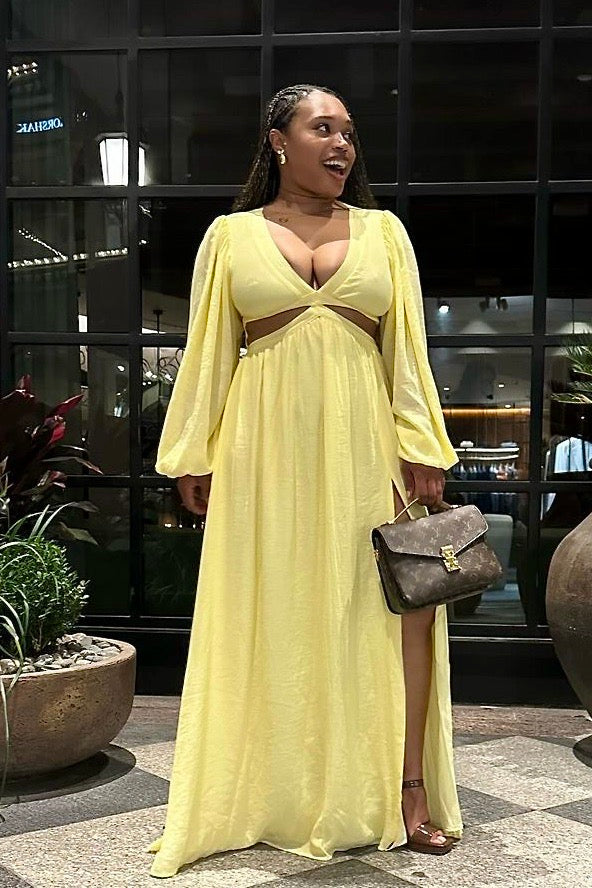 the verona dress in butter yellow