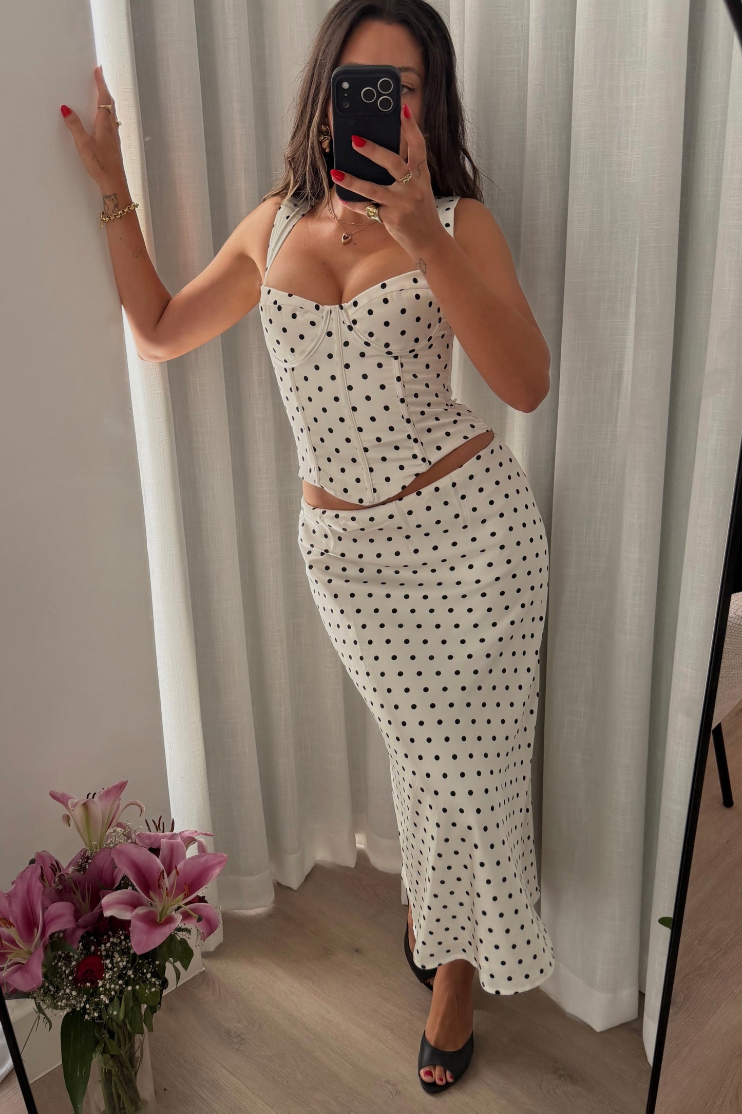 Karlita Polka Dot Bustier and Skirt
