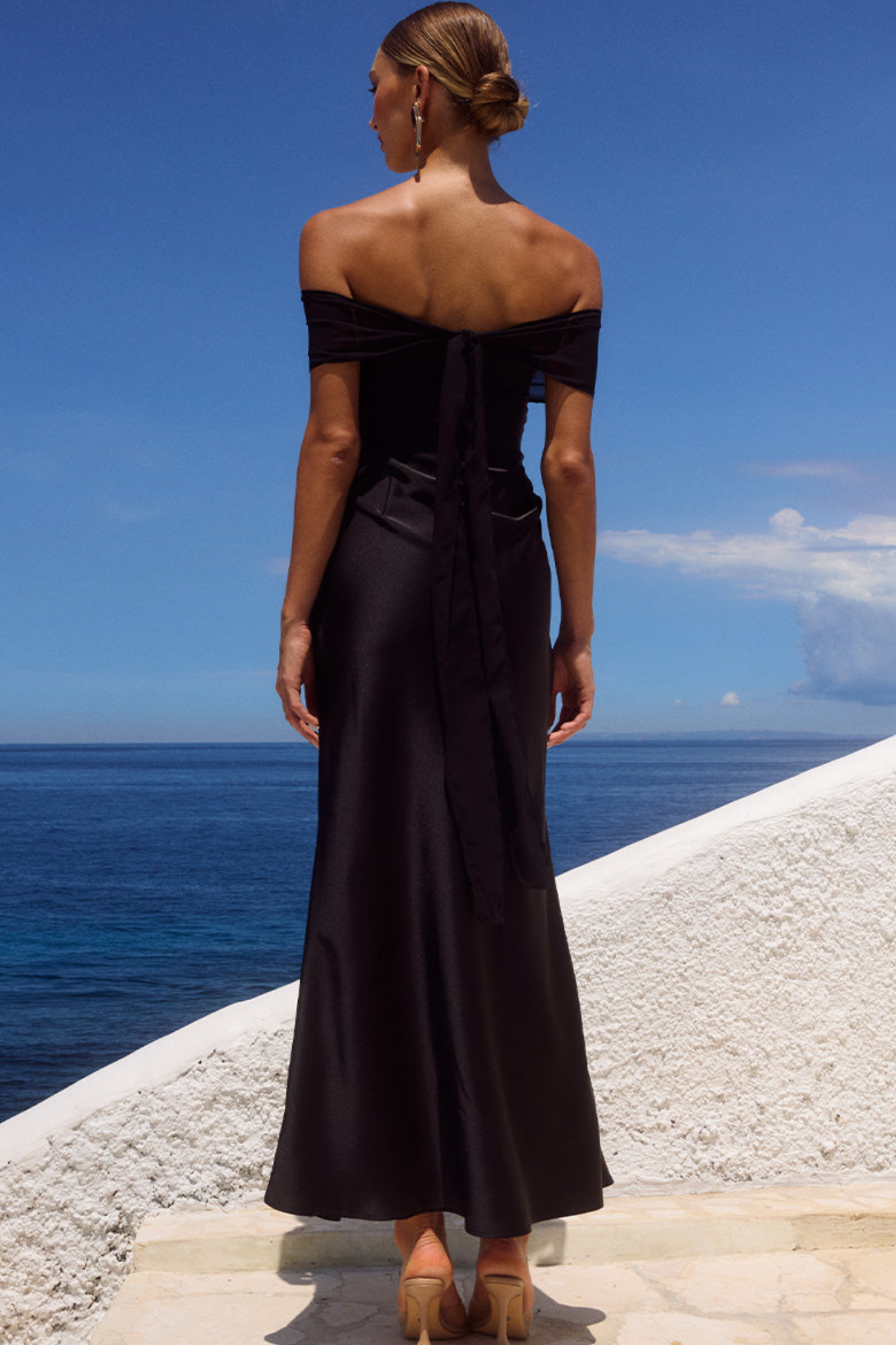 black off the shoulder beach dress Off-Shoulder Flounce Maxi Dress in Tropical Print for Vacation