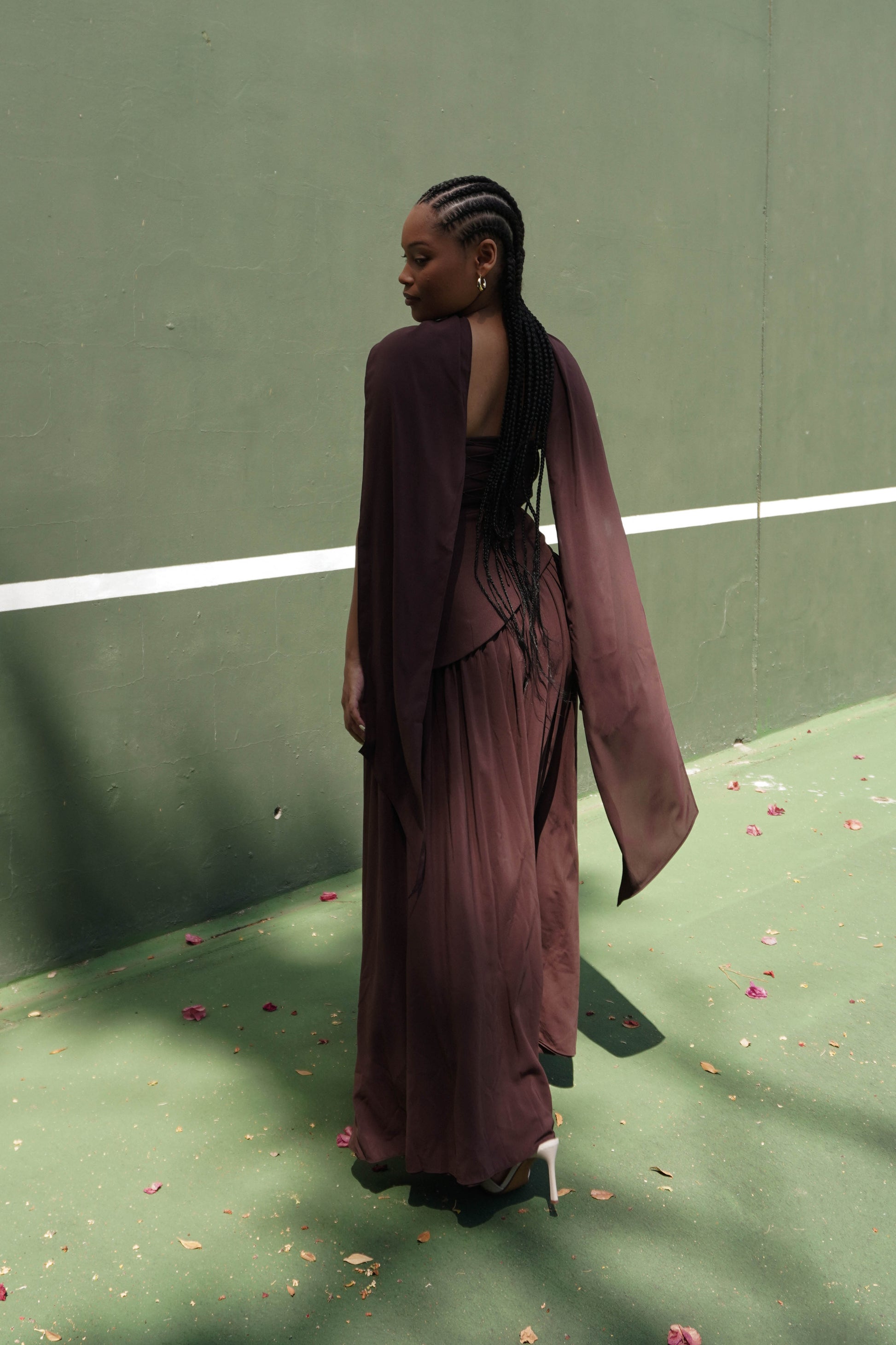 Elegant brown maxi dress South Africa with soft fabric movement