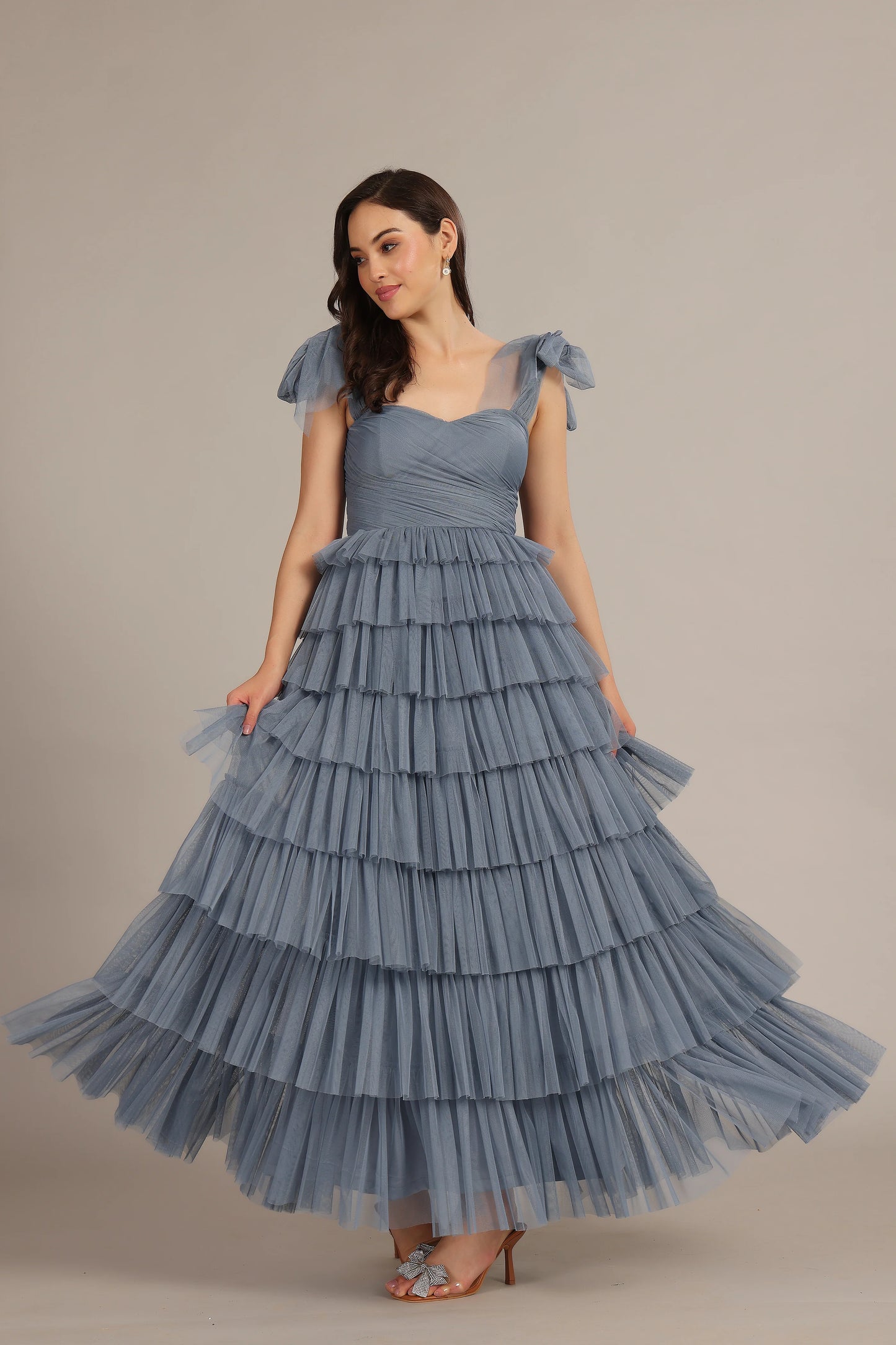 The Ophelia Maxi Dress in Dusty Blue