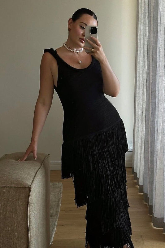 The Simon Dress in Black front