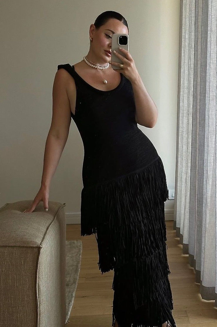 The Simon Dress in Black front