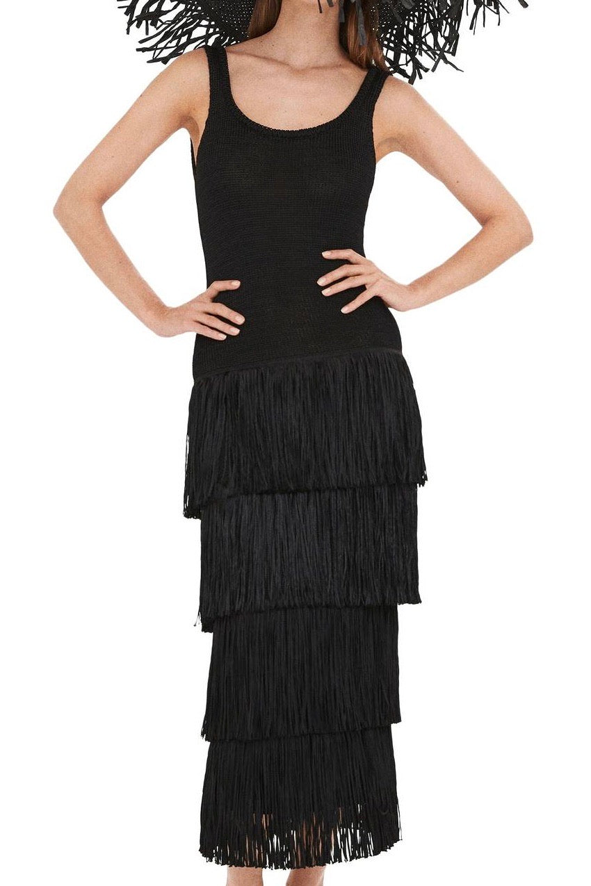 The Simon Dress in Black mid