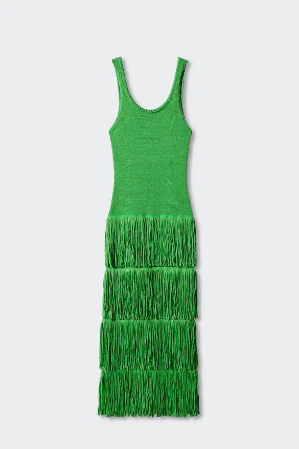 h and m green fringe dress Amiah Fringe Mini Dress - Green
