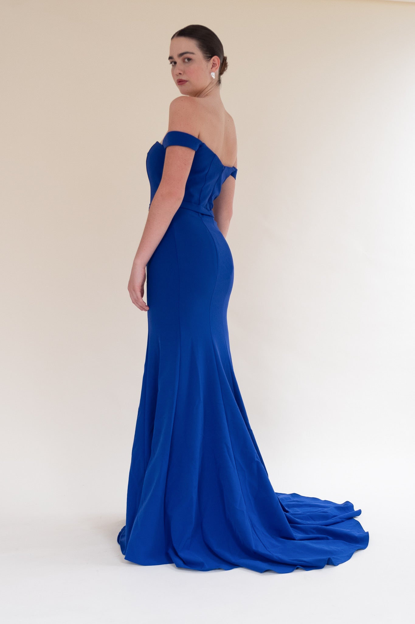 the morigan gown in cobalt blue