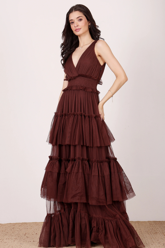 The Luna Maxi Dress in Chocolate
