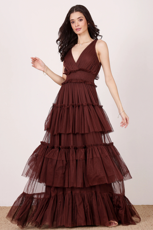 The Luna Maxi Dress in Chocolate