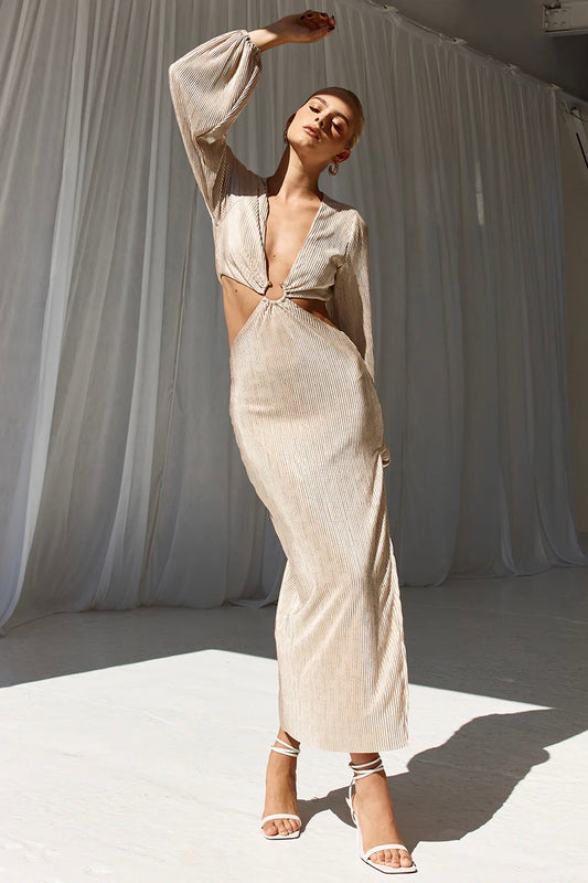 the stani dress in champagne