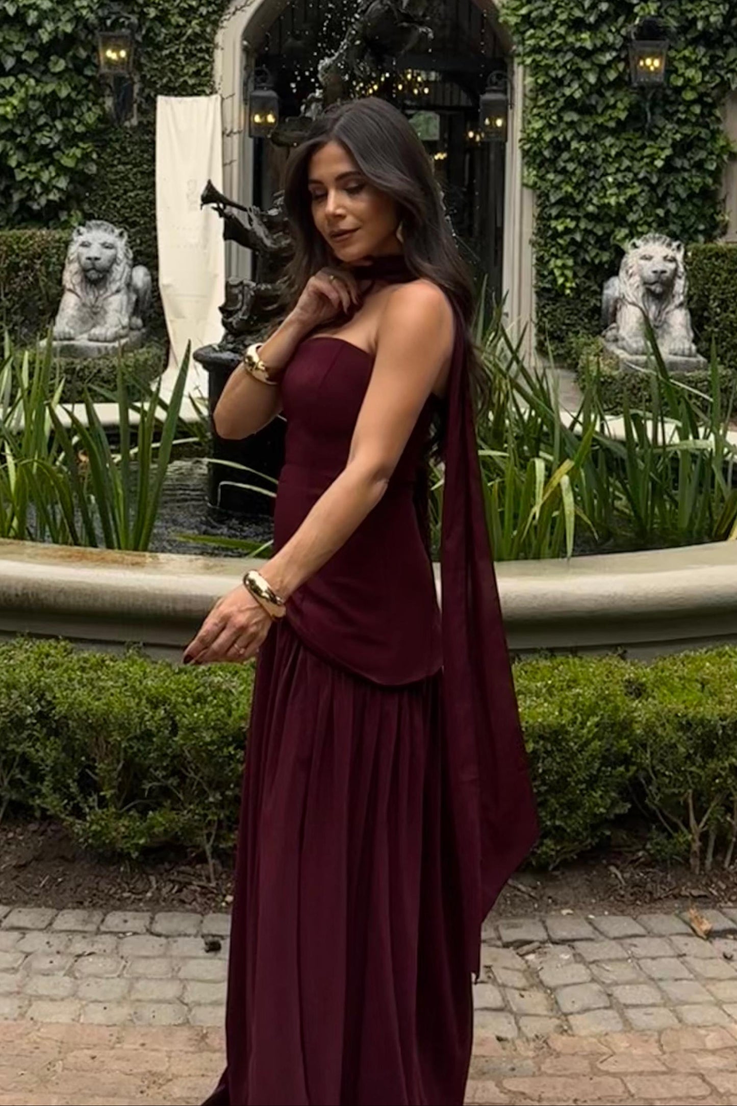 The Maliyah Maxi Dress in Cherry Lacquer