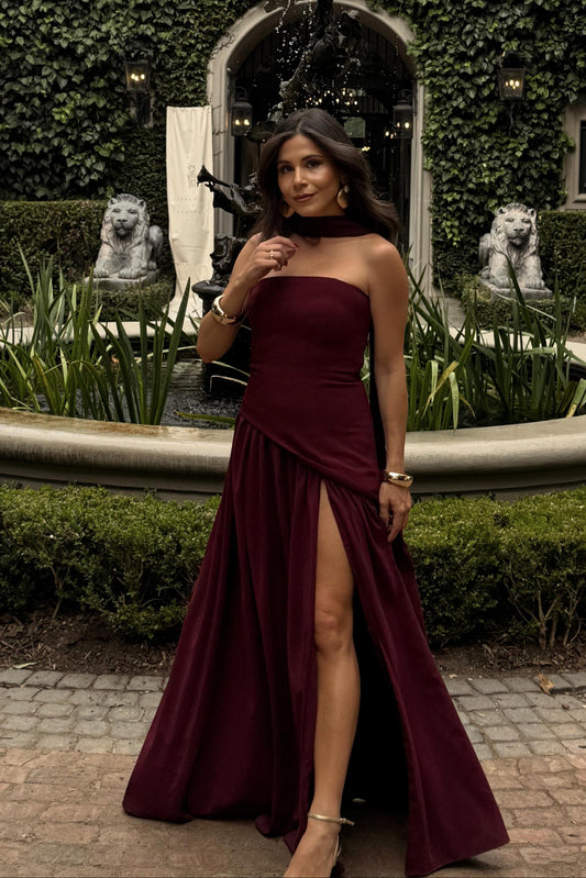 The Maliyah Maxi Dress in Cherry Lacquer