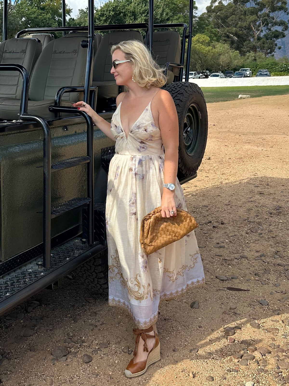The Hypnotic V-Neck Midi Dress in Blue Floral