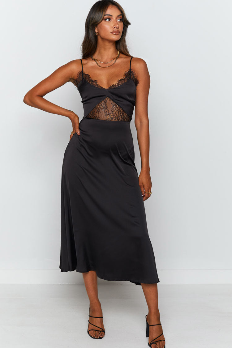 Zuri Black Lace Midi - Resale