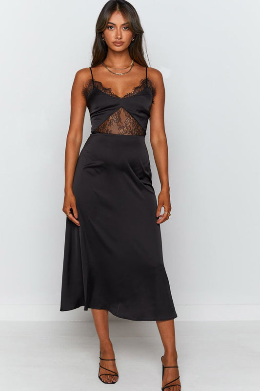 Zuri Black Lace Midi - Resale