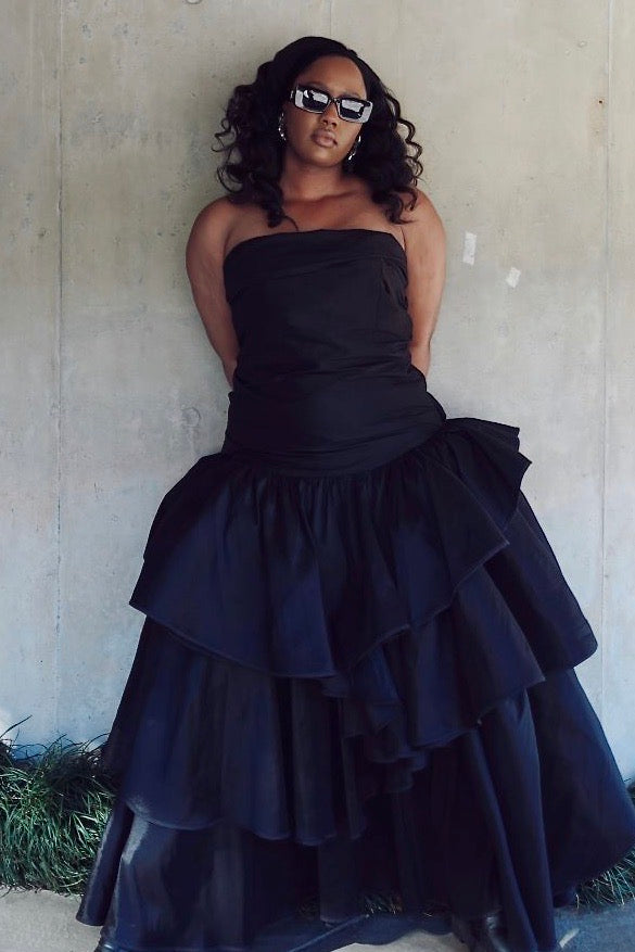 The Zinnia Maxi Dress by Desirée Iyama in black - elegant and timeless dresses for rental.