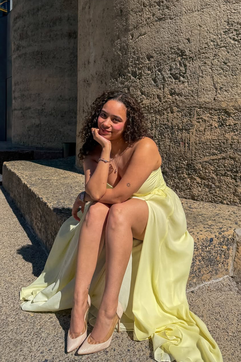 The Isolde Dress in Butter Yellow