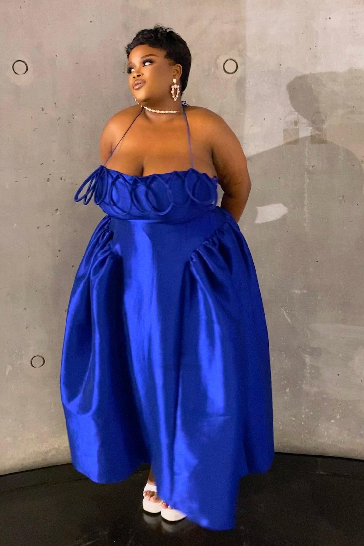 The Meraki Dress by Desirée Iyama in cobalt blue - stunning pre-loved occasionwear ideal for bridal events and cocktail parties.
