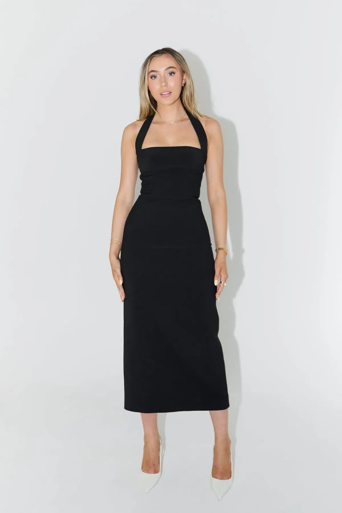 The Ultimate Muse Halter Neck Midi Dress in Black