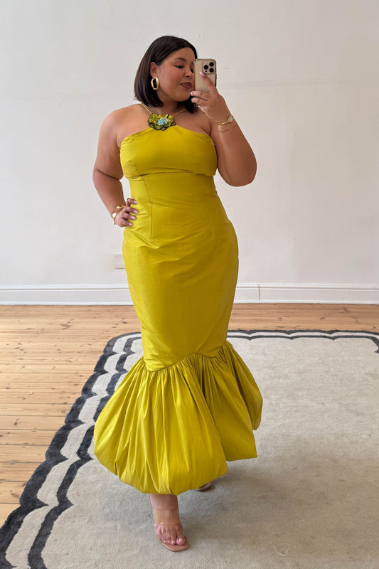 The Calina midi Dress - Chartreuse